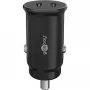 GOOBAY Dual-USB-C PD Auto Fast Charger (Power Delivery), čierna – 30W (12/24V) vhodná pre zariadenia s USB-C