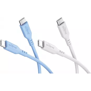Goobay Ice Breeze sada 2x USB-C silikónový kábel, 1,5 m, modrá & biela (81257)