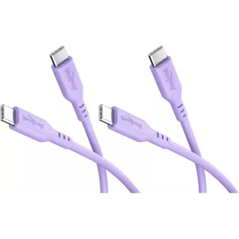 Goobay sada 2x USB-C silikónový kábel, 1,5 m, fialová (81249)