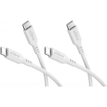 Goobay sada 2x USB-C silikónový kábel, 1,5 m, biela (81244)