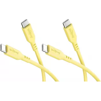 Goobay sada 2x USB-C silikónový kábel, 1,5 m, žltá (81243)