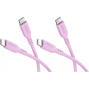 Goobay sada 2 USB-C na USB-C silikónové káble, 1,5 m, ružová (81251)