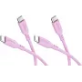 Goobay sada 2 USB-C na USB-C silikónové káble, 1,5 m, ružová (81251)