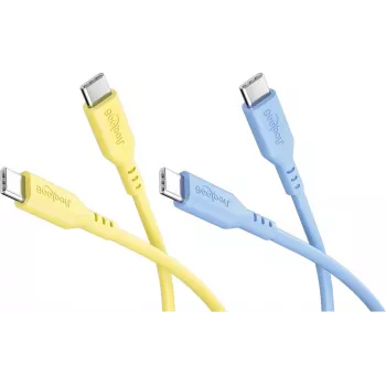 Goobay Sun & Sky sada 2x USB-C silikónový kábel 1,5m žltá modrá 81274