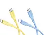 Goobay Sun & Sky sada 2x USB-C silikónový kábel 1,5m žltá modrá 81274
