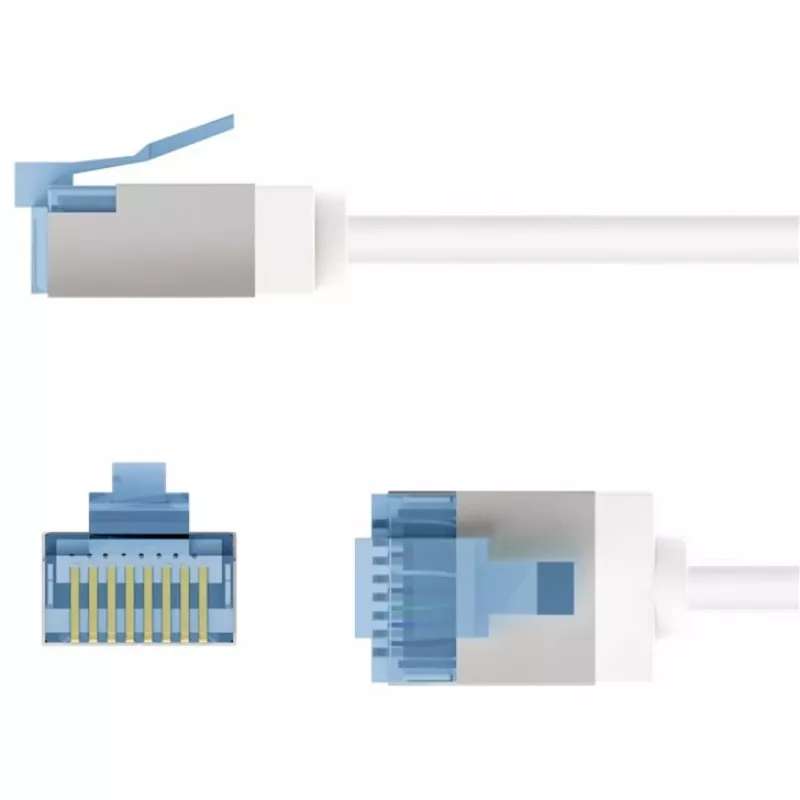 GOOBAY ultra flexibilný Cat.6a Slim patch kábel U/FTP, biely, 5 m, extra krátke konektory