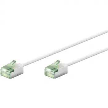 Goobay ultraflexibilný CAT 8.1 Slim U/FTP patch kábel, 0,5 m, biela, extrakrátke konektory, 40 Gbps 74359