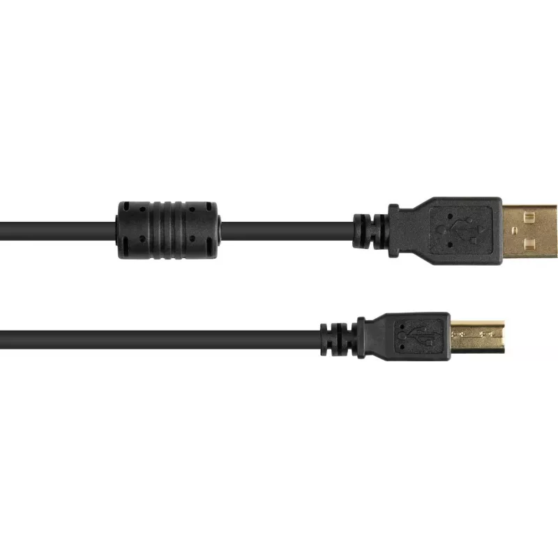 Good Connections USB 2.0 kábel A na B s feritovým jadrom, pozlátený, čierny, 1m
