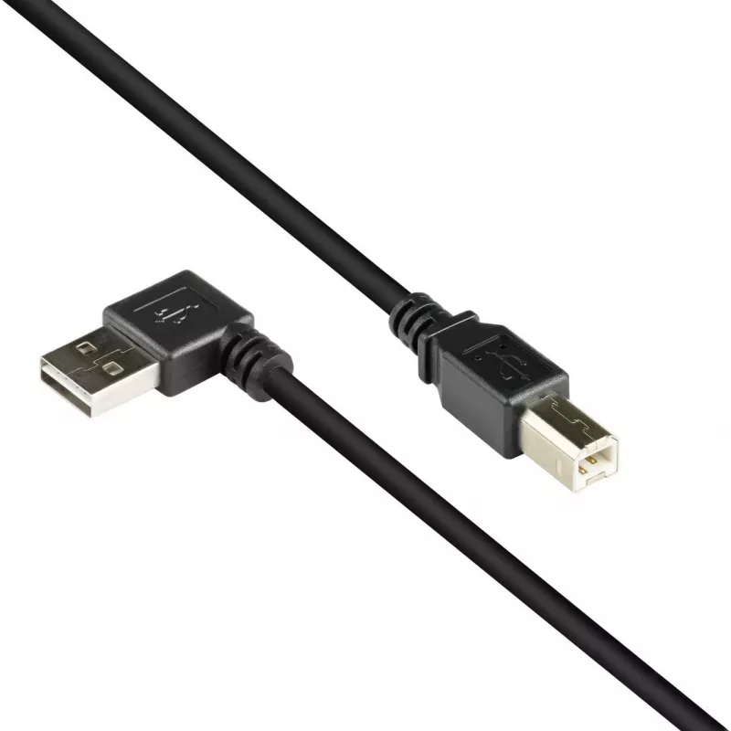 Good Connections USB 2.0 kábel Type-A zahnutý na Type-B - čierny - 0,5 m