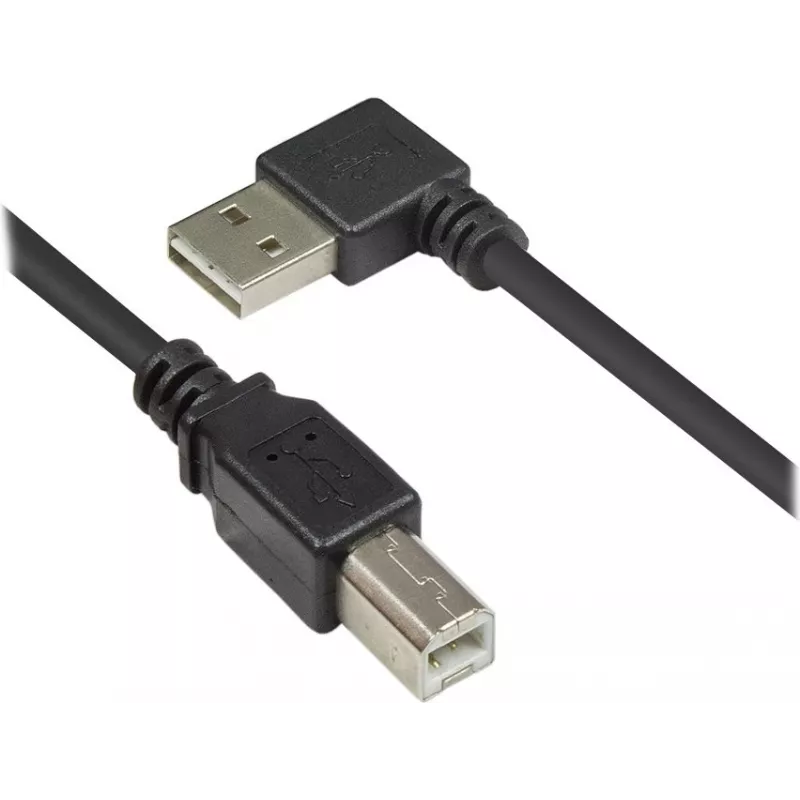 Good Connections USB 2.0 kábel Type-A zahnutý na Type-B - čierny - 0,5 m