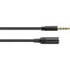 GoodConnections 3,5 mm 4-pólový TRRS audio predlžovací kábel, konektor samec na konektor samica, 3 m, čierny AS-35V4B3
