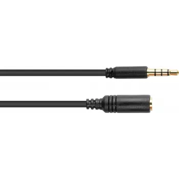 GoodConnections 3,5 mm 4-pólový TRRS audio predlžovací kábel, konektor samec na konektor samica, 3 m, čierny AS-35V4B3