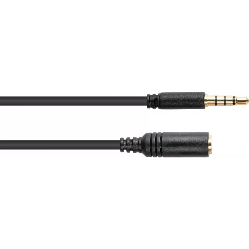 GoodConnections 3,5 mm 4-pólový TRRS audio predlžovací kábel, konektor samec na konektor samica, 3 m, čierny AS-35V4B3