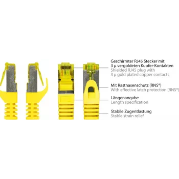 GoodConnections 40m Cat.7 S/FTP PiMF bezhalogénový RJ45 patch kábel s ochranou západky, žltý 8070R-400Y