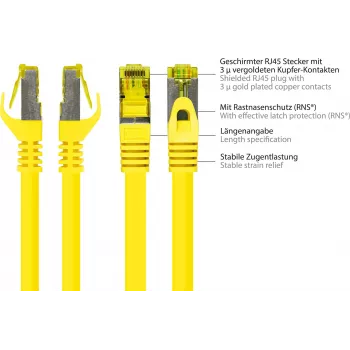 GoodConnections 40m Cat.7 S/FTP PiMF bezhalogénový RJ45 patch kábel s ochranou západky, žltý 8070R-400Y
