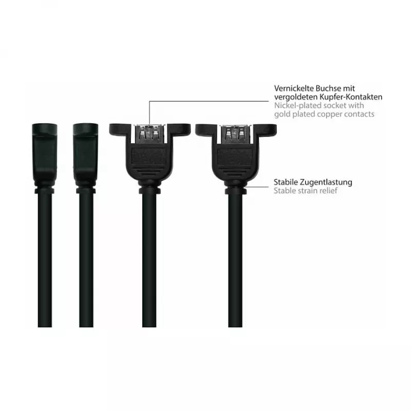 GoodConnections Alcasa USB 2.0 predlžovací kábel, USB-A konektor samec na USB-A konektor samica, 0,3 m, čierny