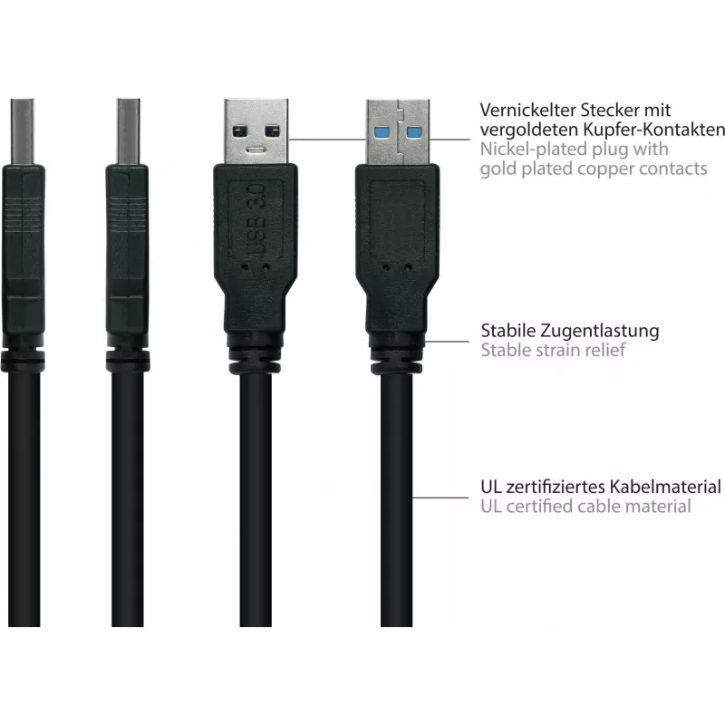 GoodConnections Alcasa USB 3.2 Gen 1 kábel, USB-A na Micro-B, 1,8 m, čierny