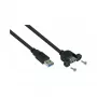 GoodConnections Alcasa UK30P-AEA-020S USB 3.0 Predlžovací kábel na montáž do panela, USB-A samec na USB-A samica, 2 m, čierny