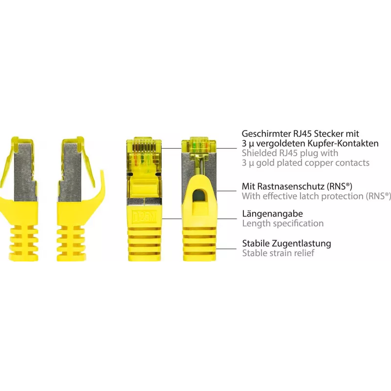 GoodConnections Cat.7 RJ45 patch kábel - 25m, žltý, S/FTP PiMF, bezhalogénový, 600MHz (8070R-250Y)