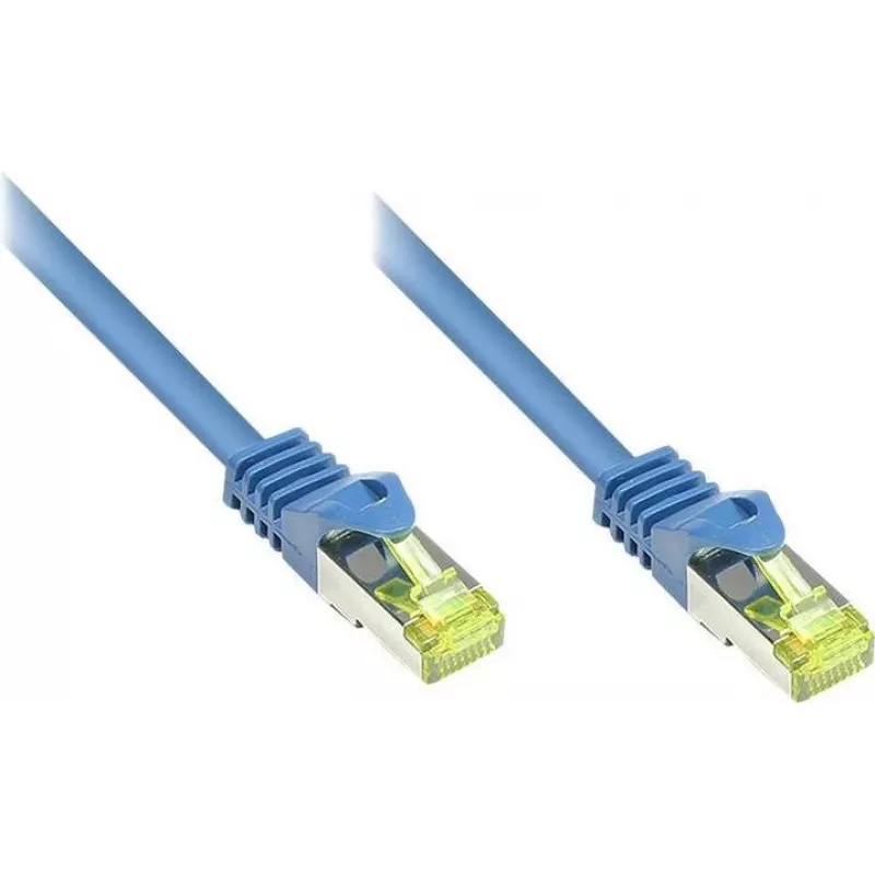 GoodConnections Cat.7 S/FTP RJ45 patch kábel, 15m, modrý, bezhalogénový, 600MHz, ochrana západky 8070R-150B