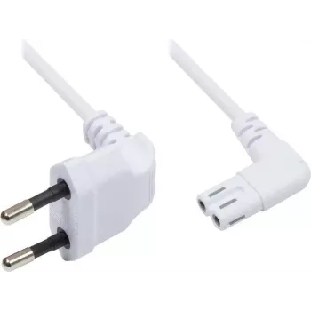 GoodConnections Euro napájací kábel, Euro konektor samec na IEC C7 (ďatelinový), oba konektory 90° uhlové, biely, 1,5 m (1550-ZW015W)