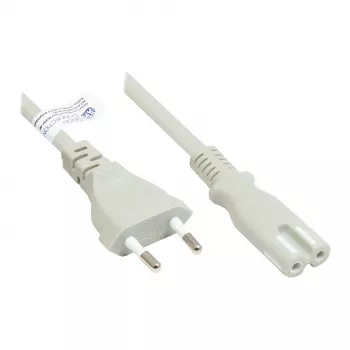 GoodConnections Euro napájací kábel Euro konektor Type-C (rovný) na C7/Euro 8 konektor samica (rovný), sivý, 0,75 mm², 5 m, Good Connections® (P0370-GR050)
