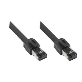 GoodConnections RNS® Cat.8.1 S/FTP patch kábel, 0,5m, čierna, LSZH, 40 Gbit/s, 2000 MHz