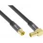 GoodConnections SAT anténny kábel SmartFLEX, IEC/koaxiálny uhlový konektor samec na konektor samica, pozlátený, štvornásobne tienený, tienenie 120dB, čierny, 15m (GC-M2078)
