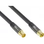 GoodConnections SmartFLEX anténny kábel, IEC koaxiálny konektor samec na konektor samica, pozlátený, štvornásobne tienený, 120 dB tienený útlm, čierny, 30 m (GC-M2060)