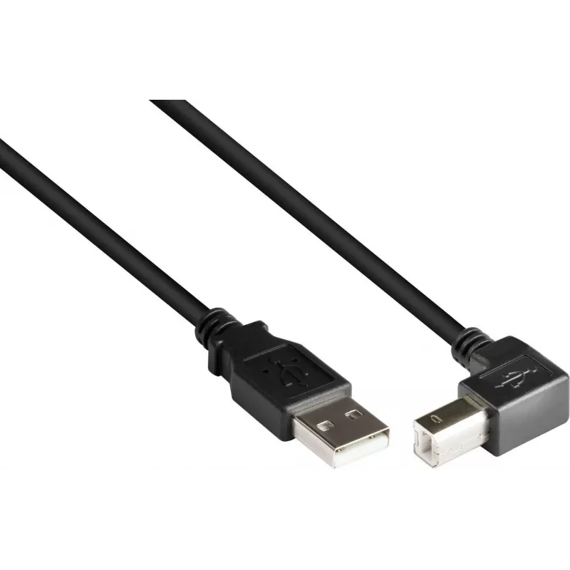 GoodConnections USB 2.0 kábel A na B zahnutý 3m čierny 2510-3W
