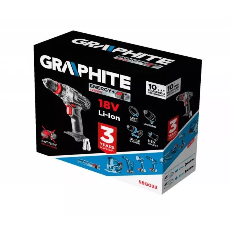GRAPHITE 58G022 Energy+ 18V akumulátorový skrutkovač 1250 ot/min