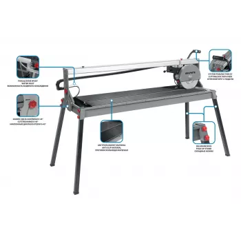 Graphite 59G892 elektrická rezačka na dlaždice 1500W, 250mm kotúč, 1200mm dĺžka rezu, stôl 1230x460mm