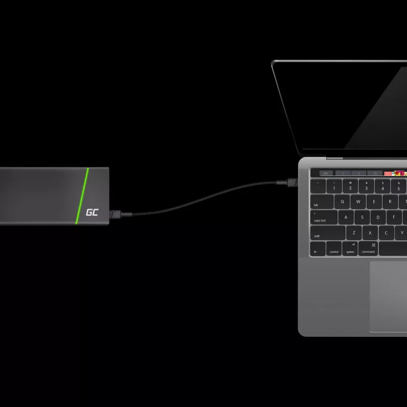 Green Cell GC PowerStream USB Type-C samec na Type-C samec kábel rýchleho nabíjania 2m čierny