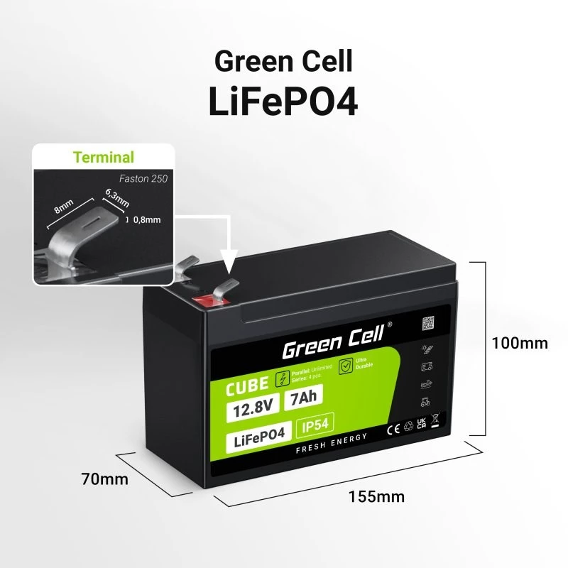Green Cell LFPGC12V7AH UPS batéria lítium-železofosfátová (LiFePO4) 12,8 V 7 Ah