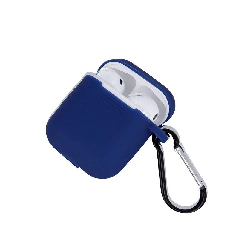 GreenGo Apple AirPods silikónové puzdro s háčikom tmavomodré