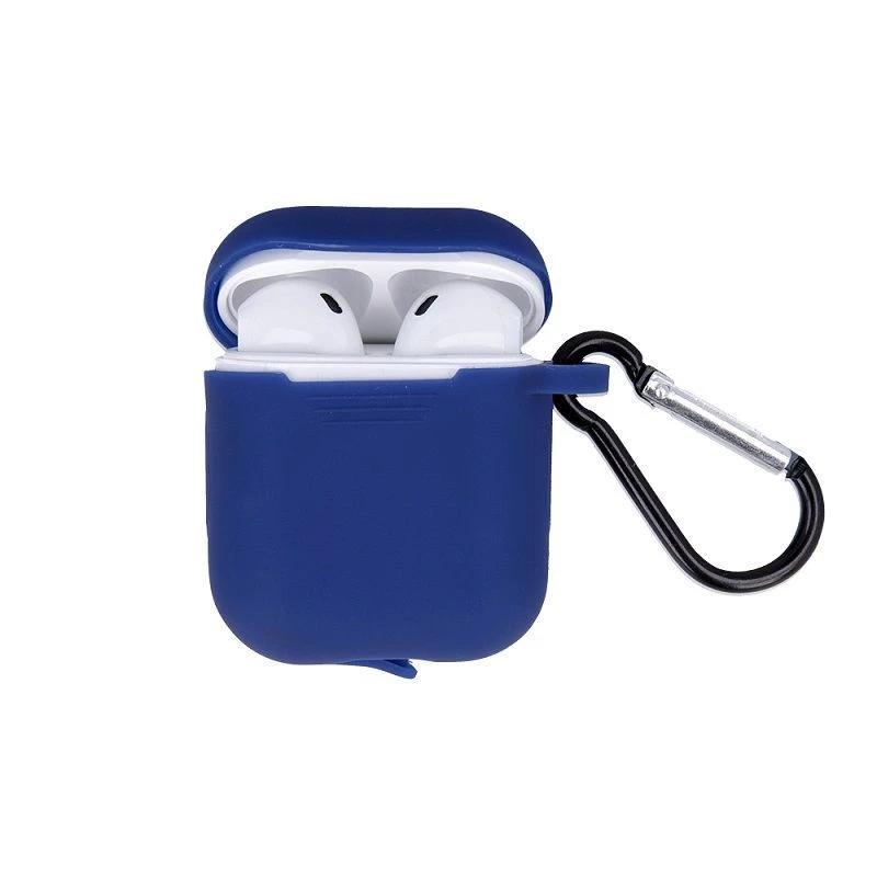 GreenGo Apple AirPods silikónové puzdro s háčikom tmavomodré