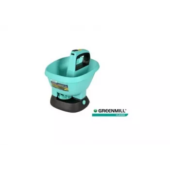 GREENMILL elektrický rotačný rozsýpač pre záhradu 2,7L akumulátorový rozsýpač na semená, hnojivo, soľ