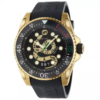 Gucci Dive pánske hodinky YA136219 45mm čierna guma