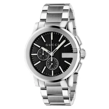 Gucci G-Chrono pánske hodinky YA101204 44mm nerezová oceľ čierny ciferník chronograf dátum