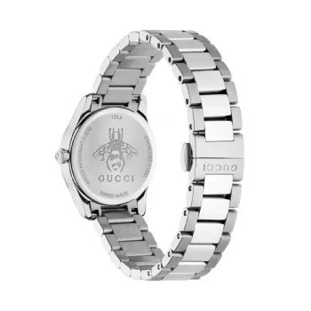 Gucci G-Timeless dámske hodinky YA126572A 27mm nerezová oceľ strieborný ciferník s diamantovými indexmi švajčiarsky quartz