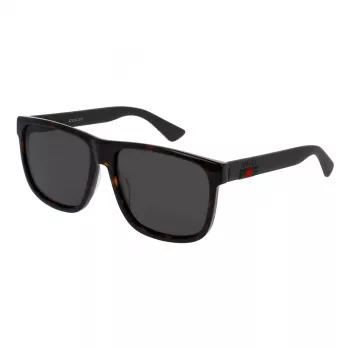 Gucci GG0010S-003 pánske hranaté slnečné okuliare, lesklý čierny rám, sivé sklá, 58/16/145 mm