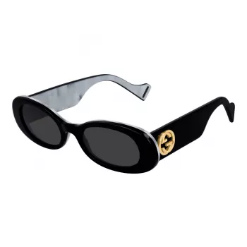 Gucci GG0517S-001 dámske hranaté acetátové slnečné okuliare čierna/sivá 52mm