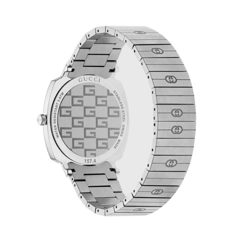 GUCCI Grip unisex quartz hodinky 35mm nehrdzavejúca oceľ strieborný ciferník YA157410