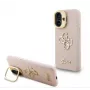 Guess Apple iPhone 16 Pro Max PU zrnitá štruktúra 4G Logo Stand rám kamery puzdro ružové
