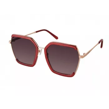 GUESS GF0418-5869T dámske cat-eye slnečné okuliare - lesklý čierny rám, smoke gradient šošovka, 58 mm