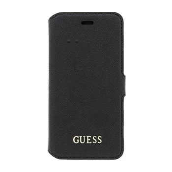 GUESS Saffiano knižné puzdro pre iPhone 6/6S - čierna