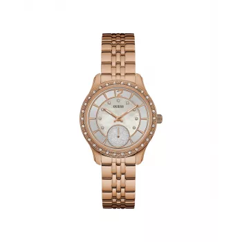 GUESS W0931L3 dámske quartz analógové hodinky 35mm biely silikónový remienok