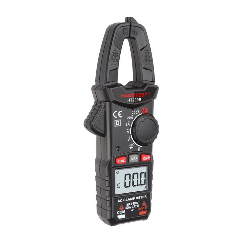 Habotest HT200B digitálny kliešťový multimeter, True RMS 6000 Counts, NCV, AC/DC napätie, AC prúd do 600A, meranie kapacity, frekvencie a teploty