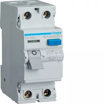 HAGER prúdový chránič 2P 40A 30mA Typ AC CD241J