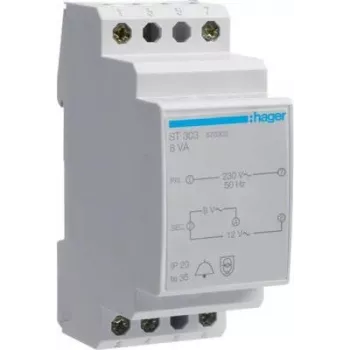 Hager ST303 zvončekový transformátor 230V na 8V/12V 8VA 2 moduly